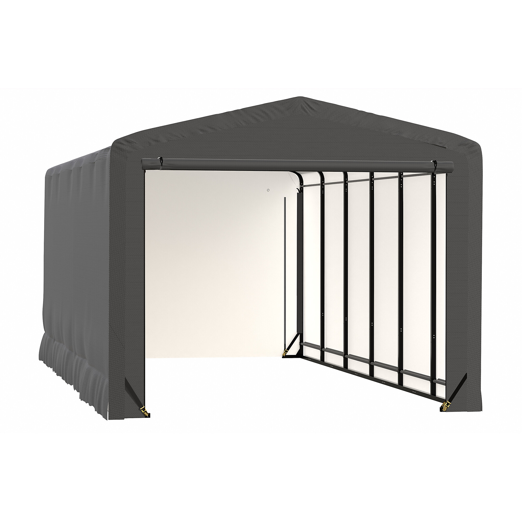 ShelterLogic ShelterTube Wind and Snow Rated Garage - 12ft. x 27ft. x 10ft., Industrial-Strength Steel Frame, Waterproof Fabric, Gray, Model# SQAACC0103C01202710
